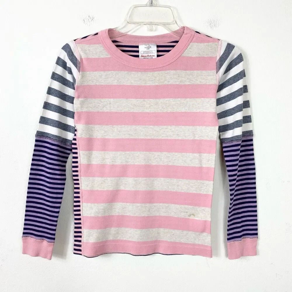 Hanna Andersson Girl’s Pink Striped Organic Cotton Long Sleeve Tshirt Size 10